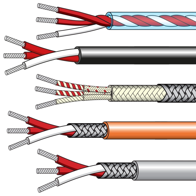 RTD Cables for Pt100's in PVC, PFA and Fibreglass insulation plus instrument cables.